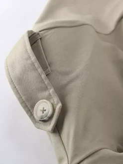 Khaki Belted Waist Women's Short Trench Coat - Chic Double Breasted Jacket - Old Money Spring Outfits 2026