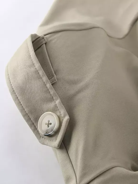 Khaki Belted Waist Women's Short Trench Coat - Chic Double Breasted Jacket - Old Money Spring Outfits 2026