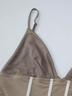 Khaki Cami Top Straps Neck Chic Shaping Camis For Women