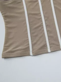 Khaki Cami Top Straps Neck Chic Shaping Camis For Women