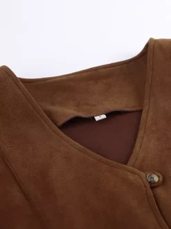 Khaki Cami Top V-Neck Chic Clothes Suede Women Camis