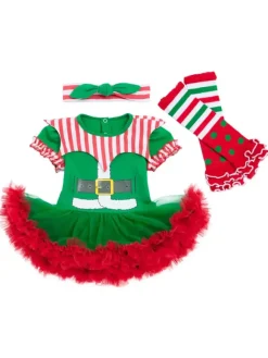 Kid Christmas Dress Red Tulle Ruffle Skater Dress Cotton Christmas Holidays Costumes