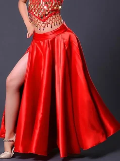 Kids Belly Dance Costumes Red Split Flamenco Dress Paso Doble Costumes Spanish Skirt for Girls Carnival