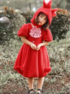 Kids Carnival Cosplay Costumes Bunny Dress with Hood Hat for Child
