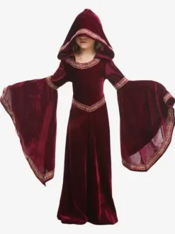 Kids Carnival Costumes Burgundy Vampire Velour Clothes Cosplay Wears For Child