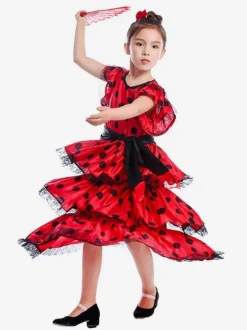 Kids Dance Costumes Polka Flamenco Dress Paso Doble Costumes Spanish Skirt for Girls Carnival