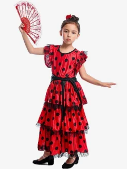 Kids Dance Costumes Polka Flamenco Dress Paso Doble Costumes Spanish Skirt for Girls Carnival