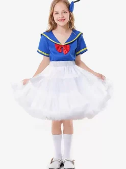 Kids Halloween Costumes Blue Halloween Polyester Fiber Polyester Set Kid's Skirt Top