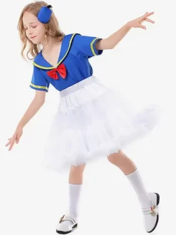 Kids Halloween Costumes Blue Halloween Polyester Fiber Polyester Set Kid's Skirt Top