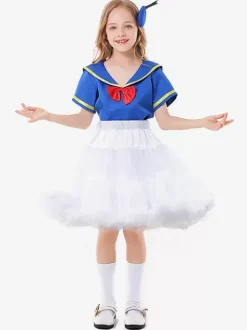 Kids Halloween Costumes Blue Halloween Polyester Fiber Polyester Set Kid's Skirt Top