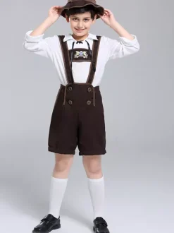 Kids Halloween Costumes Deep Brown Halloween Set Kid's Polyester Pants Top