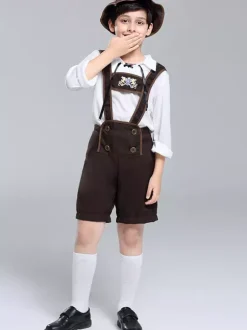 Kids Halloween Costumes Deep Brown Halloween Set Kid's Polyester Pants Top