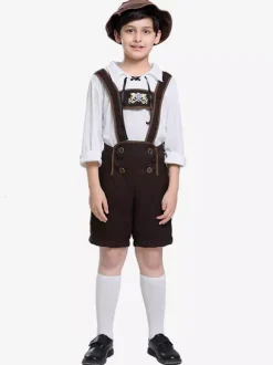 Kids Halloween Costumes Deep Brown Halloween Set Kid's Polyester Pants Top