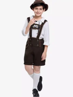 Kids Halloween Costumes Deep Brown Halloween Set Kid's Polyester Pants Top