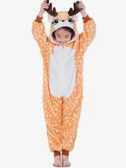 Kids Kigurumi Onesie Pajamas Deerlet Flannel Winter Sleepwear Mascot Animal Halloween Costume onesie pajamas