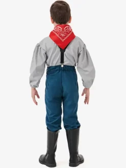 Kids Overalls Costumes Deep Blue Set with Scarf