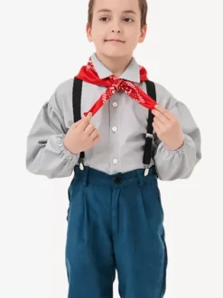 Kids Overalls Costumes Deep Blue Set with Scarf