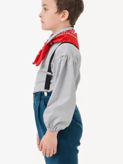 Kids Overalls Costumes Deep Blue Set with Scarf