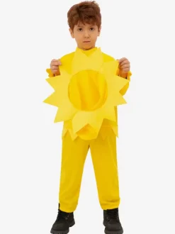 Kids Plant Sunflower Party Costumes Yellow Jumpsuit with Hat