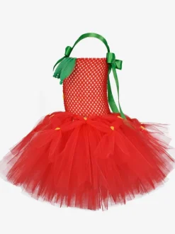 Kids Tunic Dress For Christmas Red Polyester Fiber Christmas Holidays Party Dress