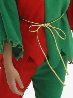 Kids Christmas Costume Red Polyester Fiber Top Hat Pants 3-Piece Set Christmas Holidays Costumes
