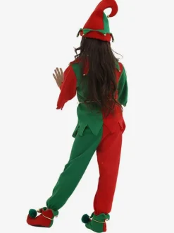 Kids Christmas Costume Red Polyester Fiber Top Hat Pants 3-Piece Set Christmas Holidays Costumes