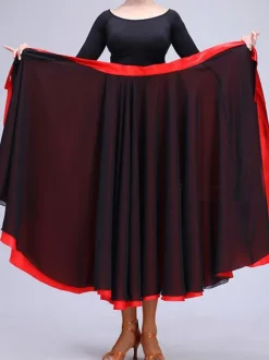 Kids Flamenco Dance Dress Paso Doble Costumes Red Long Spanish Skirt