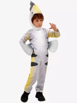 Kids Flounder Costumes White Halloween Carvinal Jumpsuit And Hat Set