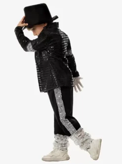 Kids Halloween Costumes Black Halloween Set Kid's Polyester Overcoat Pants