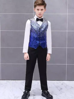 Kids Halloween Costumes Red Halloween Polyester Fiber Polyester Set Kid's Shirt Cravat