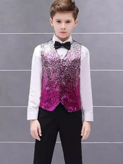 Kids Halloween Costumes Red Halloween Polyester Fiber Polyester Set Kid's Shirt Cravat