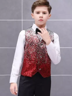 Kids Halloween Costumes Red Halloween Polyester Fiber Polyester Set Kid's Shirt Cravat