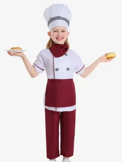 Kids Halloween Costumes Red+White Halloween Polyester Fiber Polyester Set Kid's Hat Pants