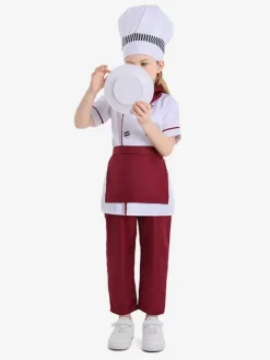 Kids Halloween Costumes Red+White Halloween Polyester Fiber Polyester Set Kid's Hat Pants