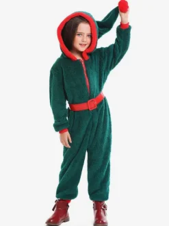 Kids Jumpsuit For Christmas Green Polyester Fiber Christmas Holidays Costumes
