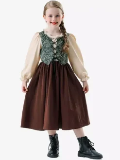 Kids Oktoberfest Costumes Coffee Brown Set Kids Dress