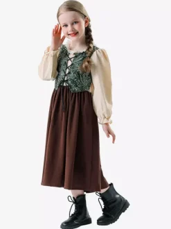 Kids Oktoberfest Costumes Coffee Brown Set Kids Dress