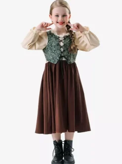 Kids Oktoberfest Costumes Coffee Brown Set Kids Dress