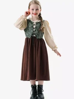 Kids Oktoberfest Costumes Coffee Brown Set Kids Dress