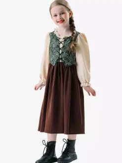 Kids Oktoberfest Costumes Coffee Brown Set Kids Dress