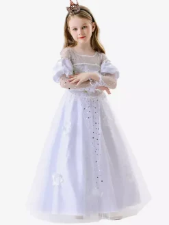 Kids Princess Costumes White Set Kid Dress