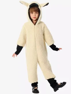 Kids Sheep Kigurumi Onesie Pajamas Animal Polyester Jumpsuit
