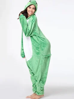 Kigurumi Onesie Pajamas Frog Adult Green Flannel Easy Toilet Winter Sleepwear Animal Costume Carnival onesie pajamas