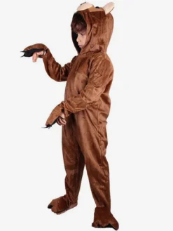 Kigurumi Pajamas Onesie For Kids Polyester Coffee Brown Bear Pajamas Costume