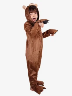 Kigurumi Pajamas Onesie For Kids Polyester Coffee Brown Bear Pajamas Costume