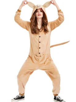 Kigurumi Pajamas Onesie Kangaroo Adults Unisex Flannel Winter Sleepwear Costume Cosplay Carnival onesie pajamas