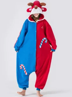 Kigurumi Onesie Pajamas Christmas Adult's Green Polyester Jumpsuit Kigurumi Costumes
