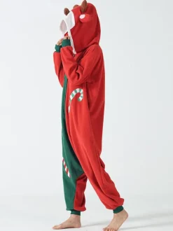 Kigurumi Onesie Pajamas Christmas Adult's Green Polyester Jumpsuit Kigurumi Costumes