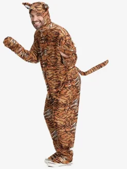 Kigurumi Pajamas Onesie Halloween Adult's Tiger Print Polyester Jumpsuit Hood Kigurumi Costumes