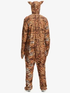 Kigurumi Pajamas Onesie Halloween Adult's Tiger Print Polyester Jumpsuit Hood Kigurumi Costumes